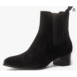 NWT Anthony Veer Stella Chelsea Boots Black Suede Leather Pull on Bootie 7.5